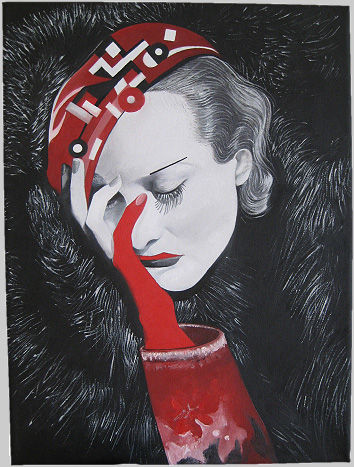 Joan Crawford in Red - oil painting on canvas 40 x 30 cm by Bianca Raffaela